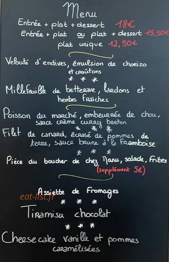 Chez Blanche — carte page 1