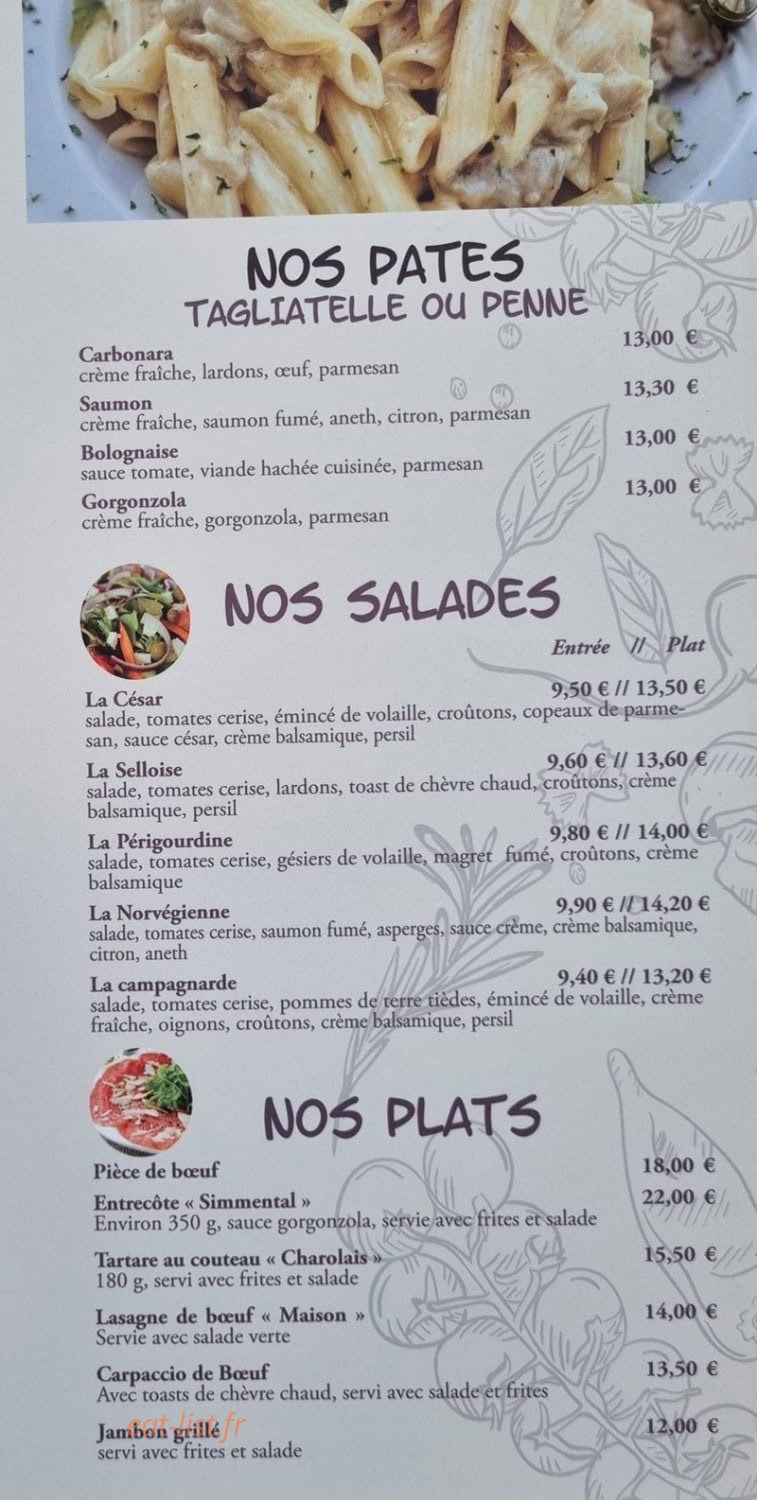 La Trattoria — carte page 1