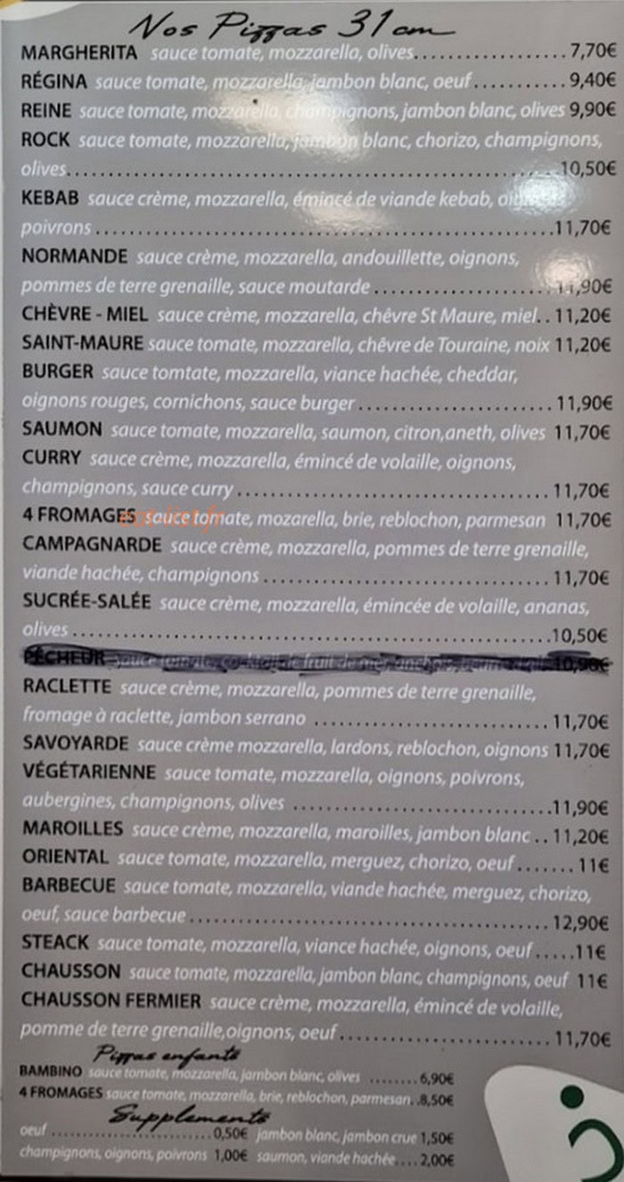 Pizza selles — carte page 1