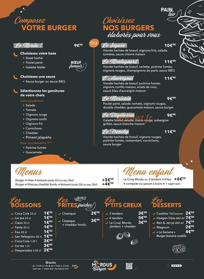 Les Mordus du Burger — carte page 1