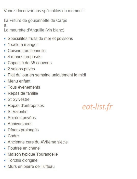 Carte et menu de Restaurant Grill des nouettes à Noyers sur Cher — Les spécialités