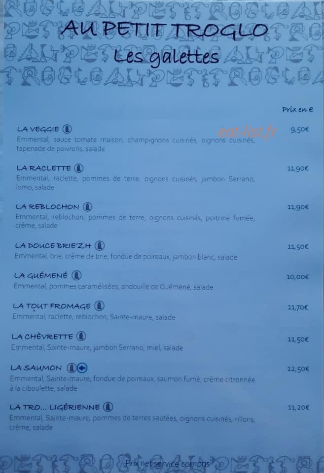 Au petit Troglo — carte page 1