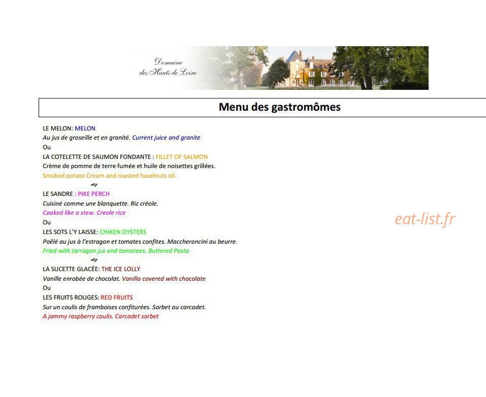 Domaine des Hauts de Loire — carte page 7