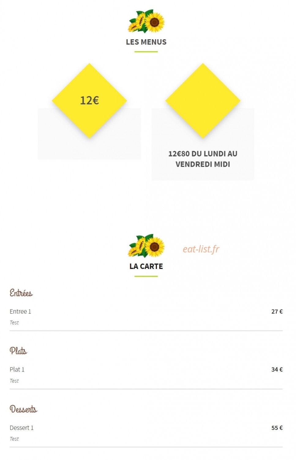 Les tournesols — carte page 1