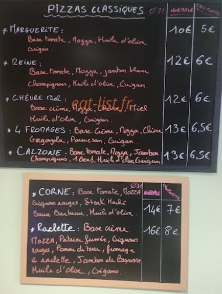 Simplement Pizza — carte page 1