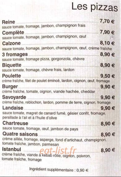 Restaurant de la rose — carte page 1
