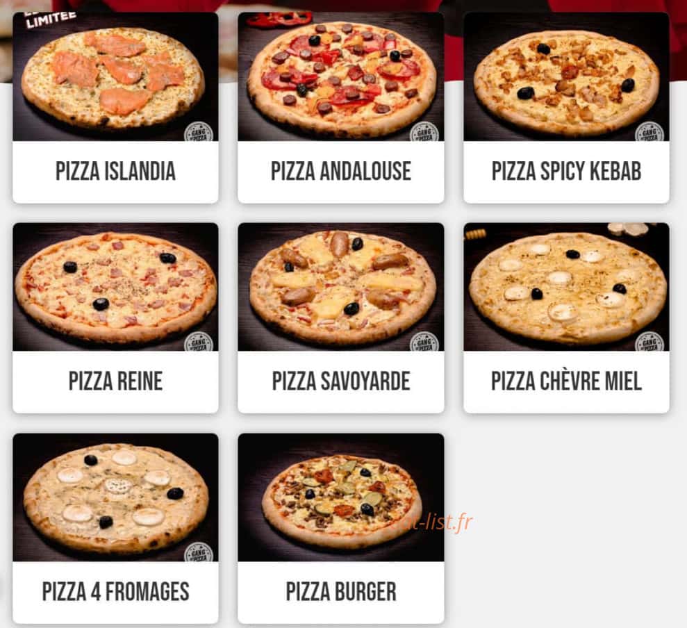 Carte et menu de Gang Of Pizza à Pruniers en Sologne — Les pizzas
