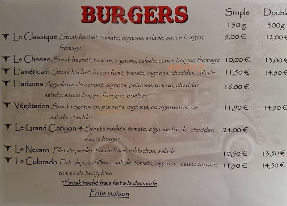Arizona Burger — carte page 2
