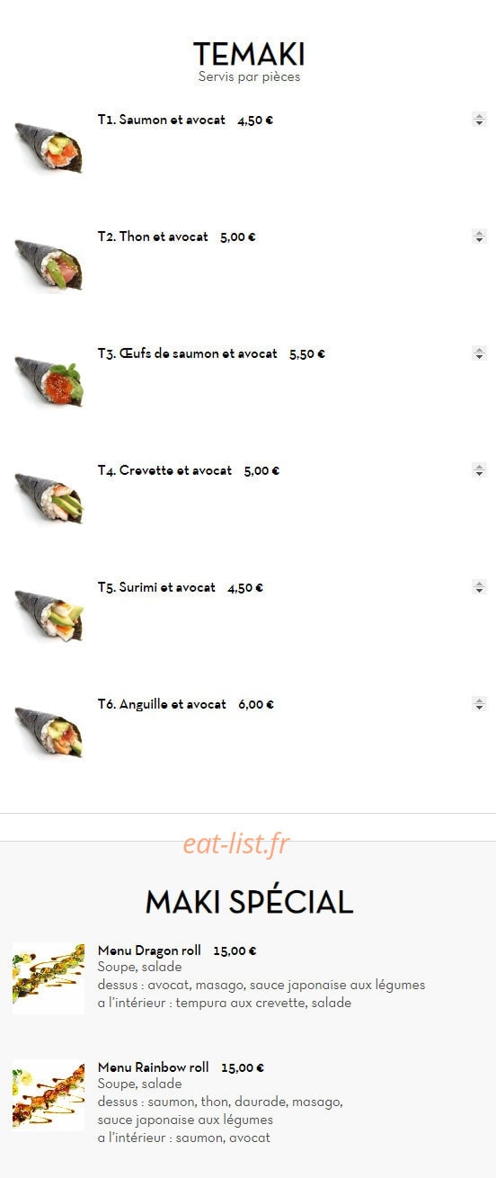 Asaki Sushi — carte page 8