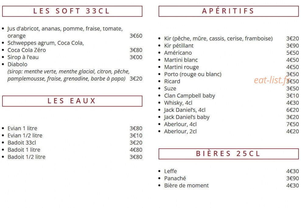 La Petite Taverne — carte page 4