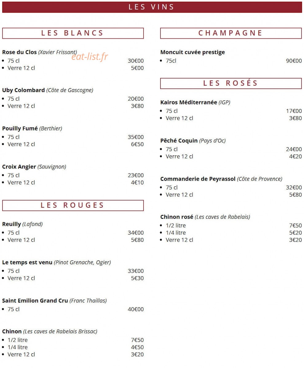 La Petite Taverne — carte page 5