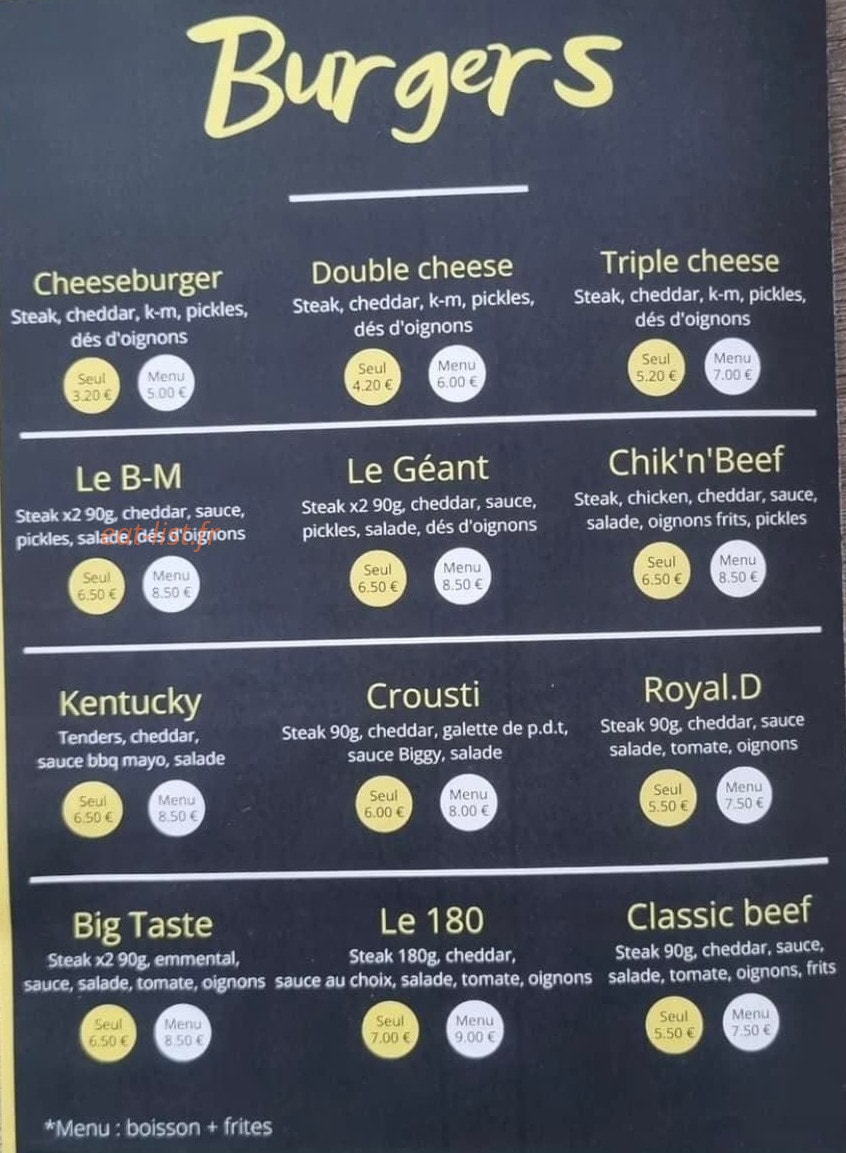 R&B Food — carte page 1