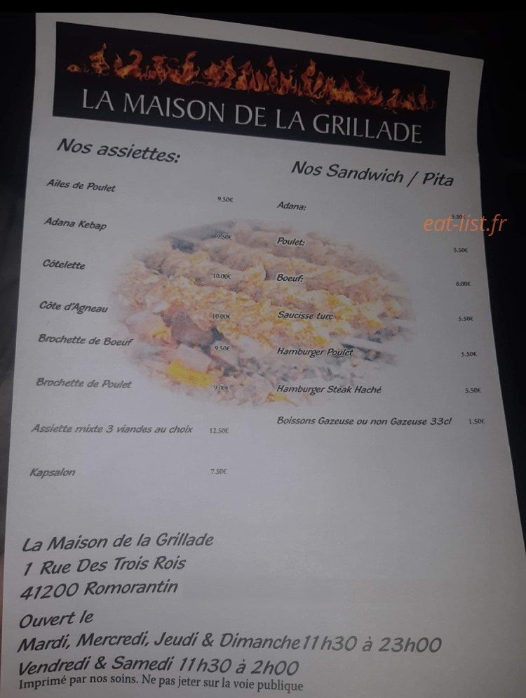 Carte et menu de Maison Grill à Villeherviers — Les assiettes et sandwichs