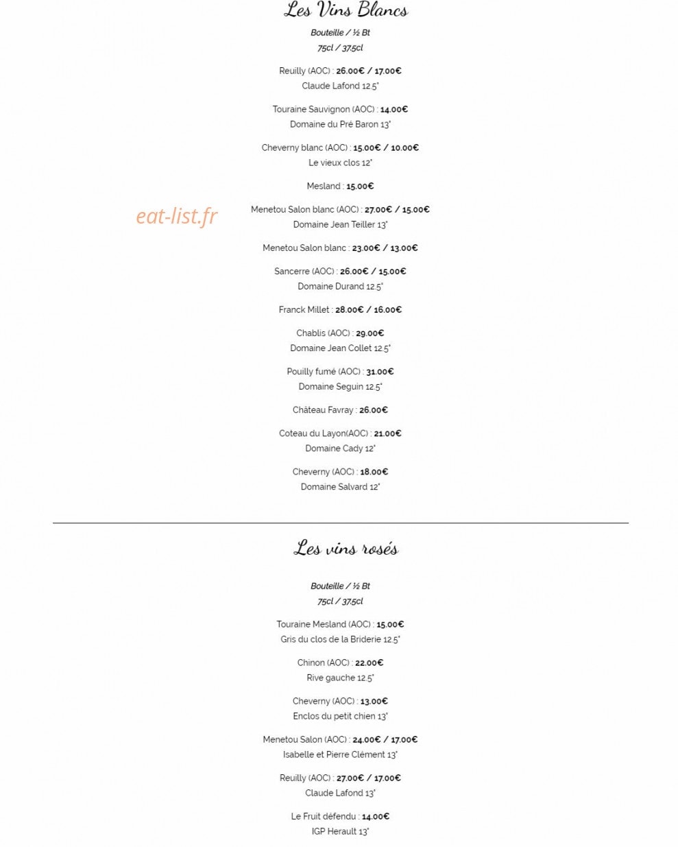 Auberge Fontaine — carte page 4