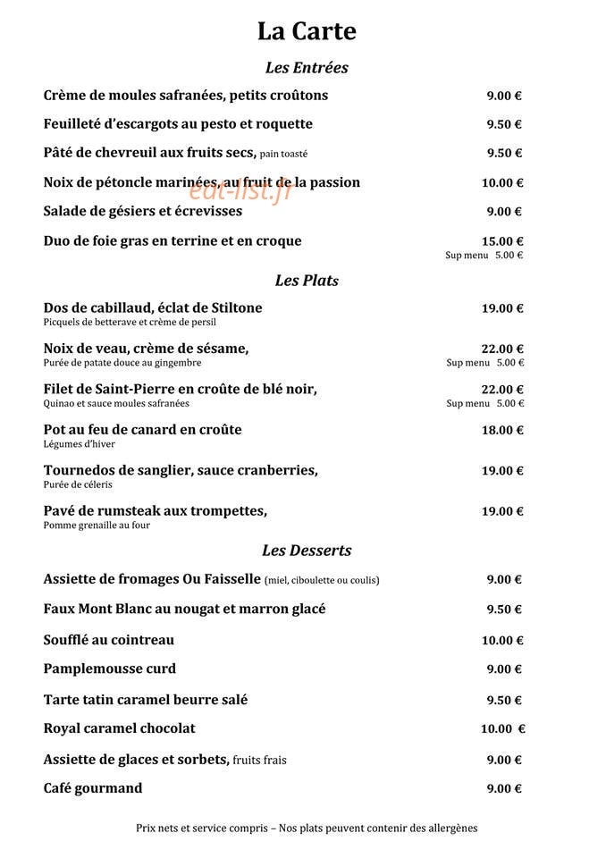 Auberge du Grand Dauphin — carte page 1