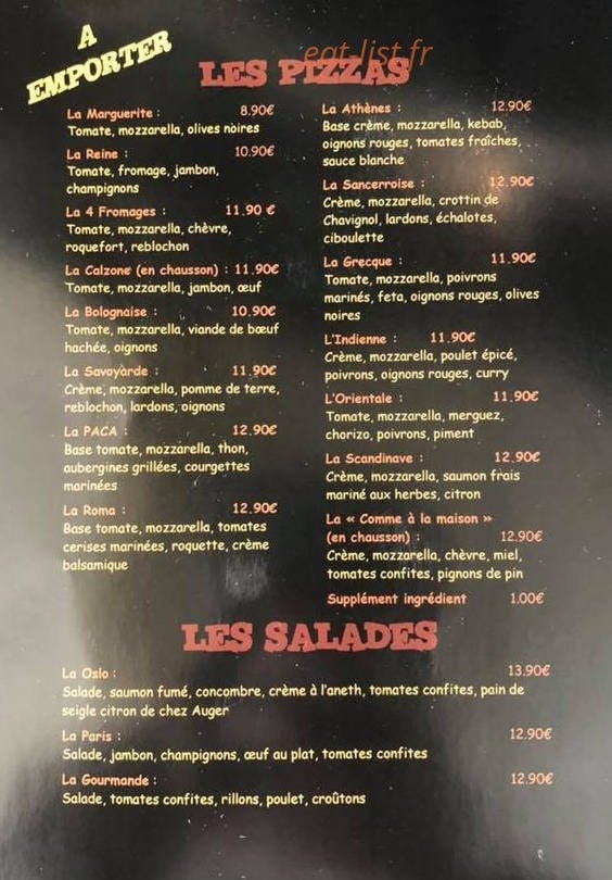 Pizzeria Comme à la maison — carte page 2