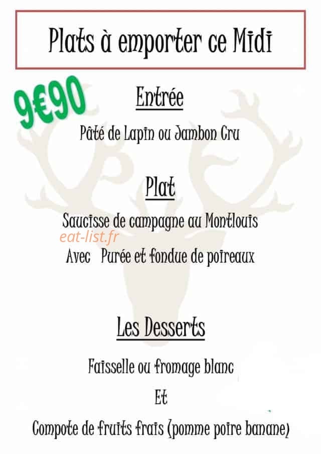 Carte et menu de Le Bistrot Fertois à La Ferte Saint Cyr — Exemple de menu a emporter