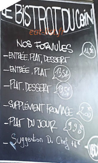 Le Bistrot du Coin — carte page 1