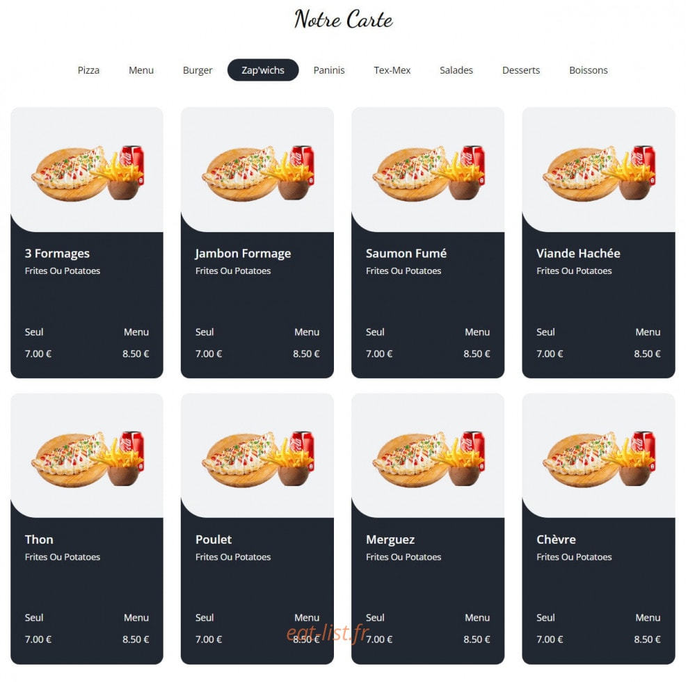 Star pizza — carte page 8