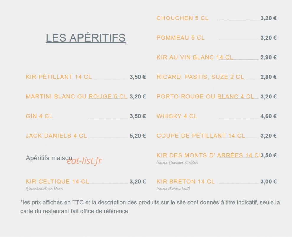 La Bigoudene — carte page 1
