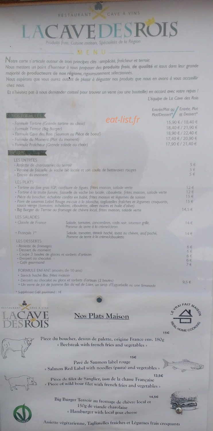 La Cave Des Rois — carte page 1