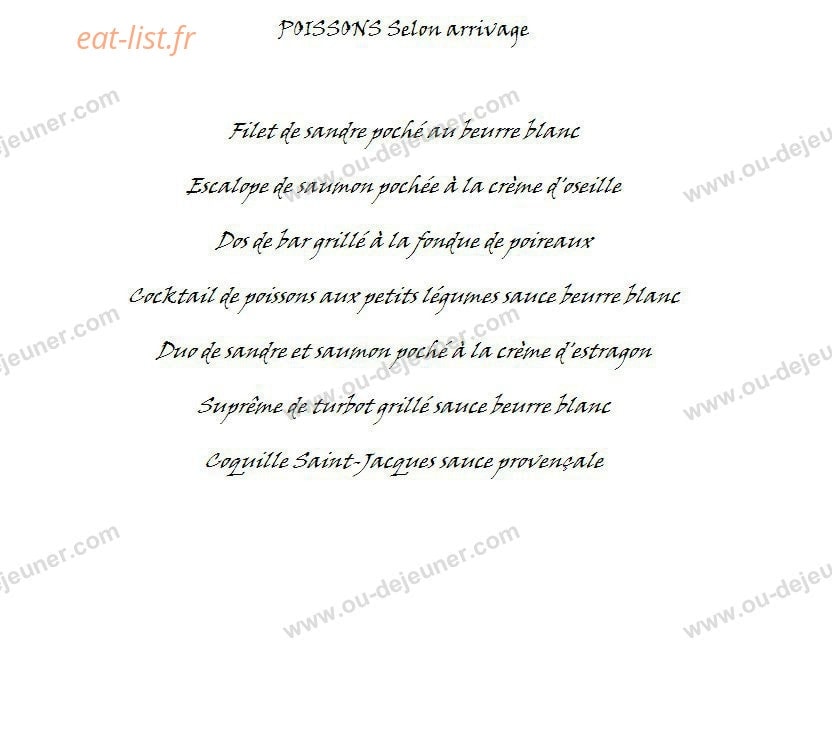 Carte et menu de Le Relais de la Tour à La Chaussee Saint Victor — Les poissons