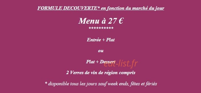 Carte et menu de Le Relais de la Tour à La Chaussee Saint Victor — La formule découverte