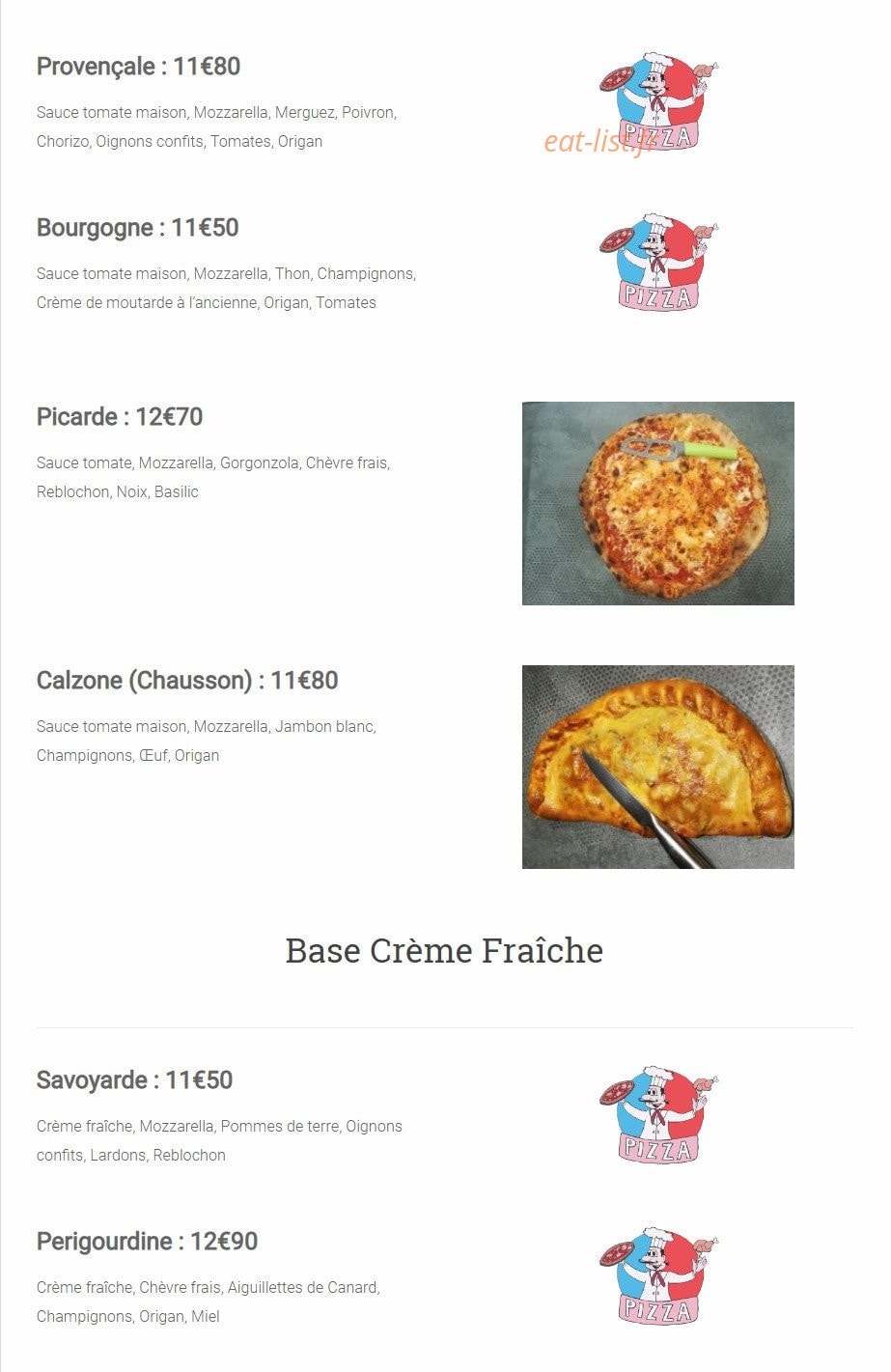 Pizzeria du Terroir — carte page 2