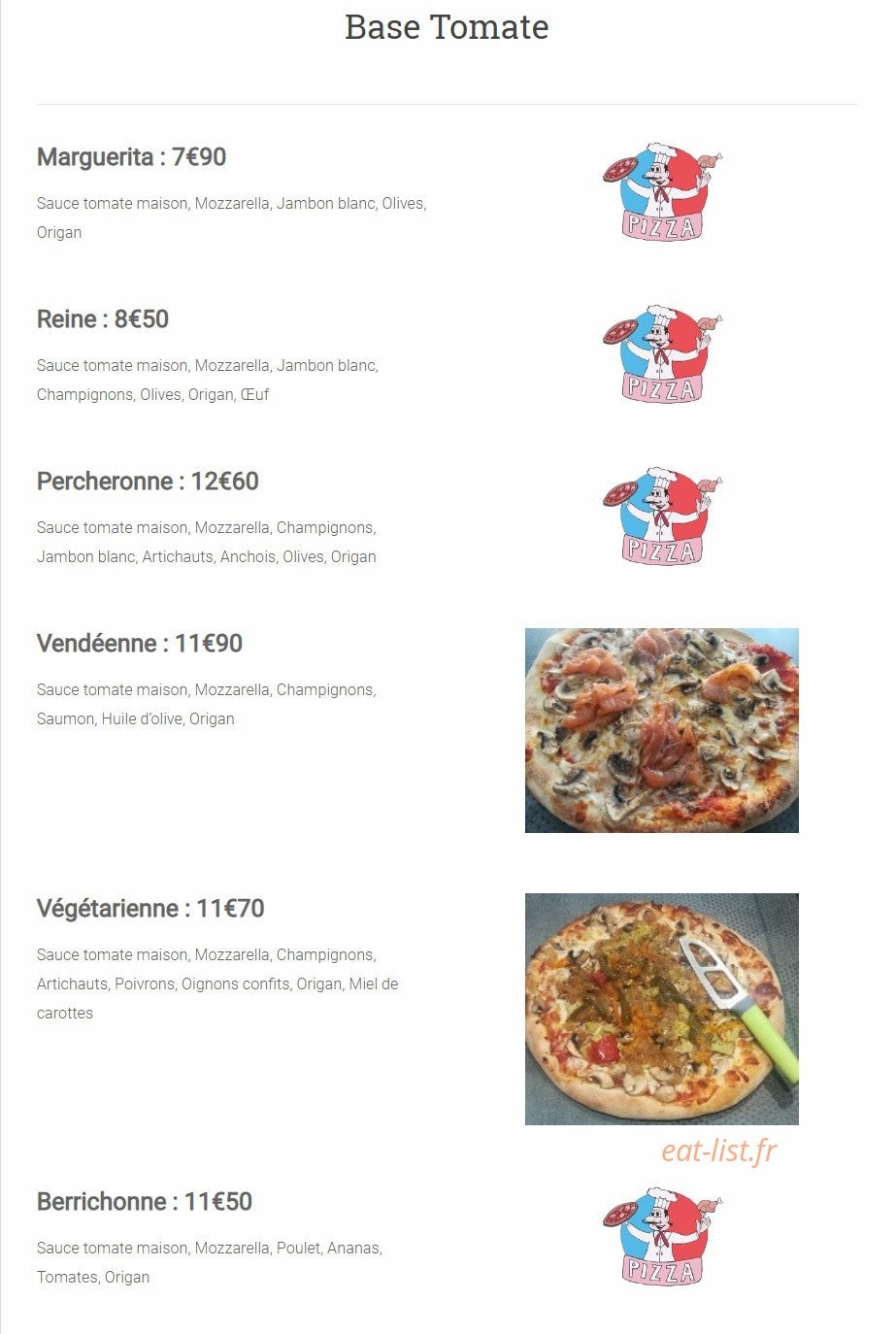 Pizzeria du Terroir — carte page 1