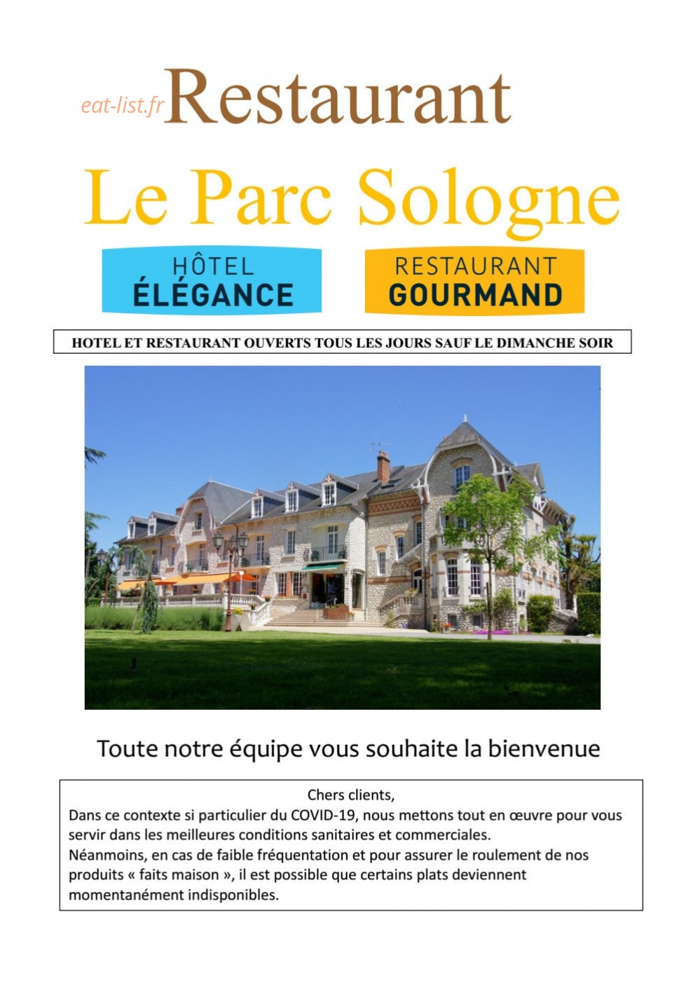 Le Parc Sologne — carte page 1