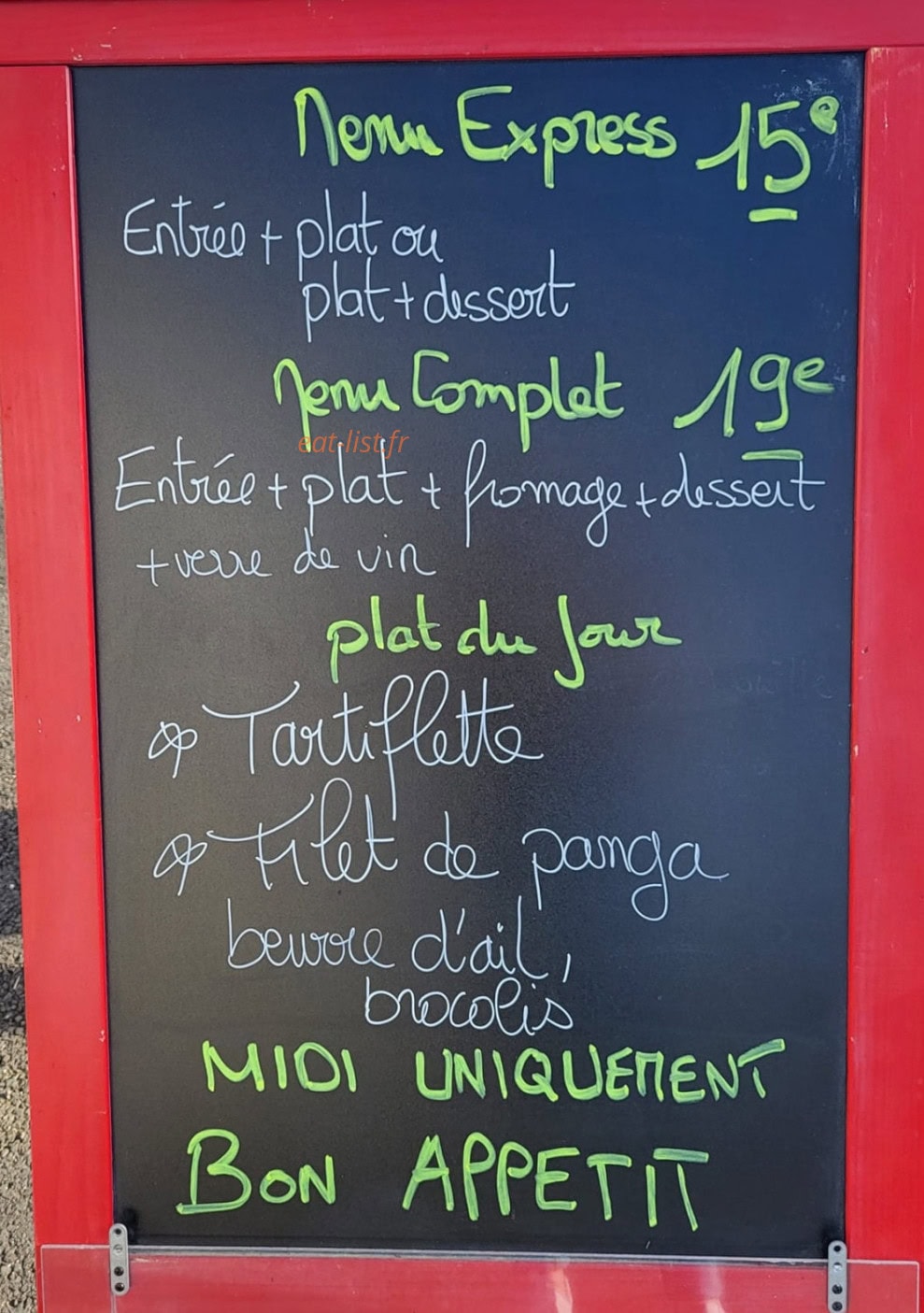 Carte et menu de La Brasserie Amandinoise à Saint Amand Longpre — L'ardoise