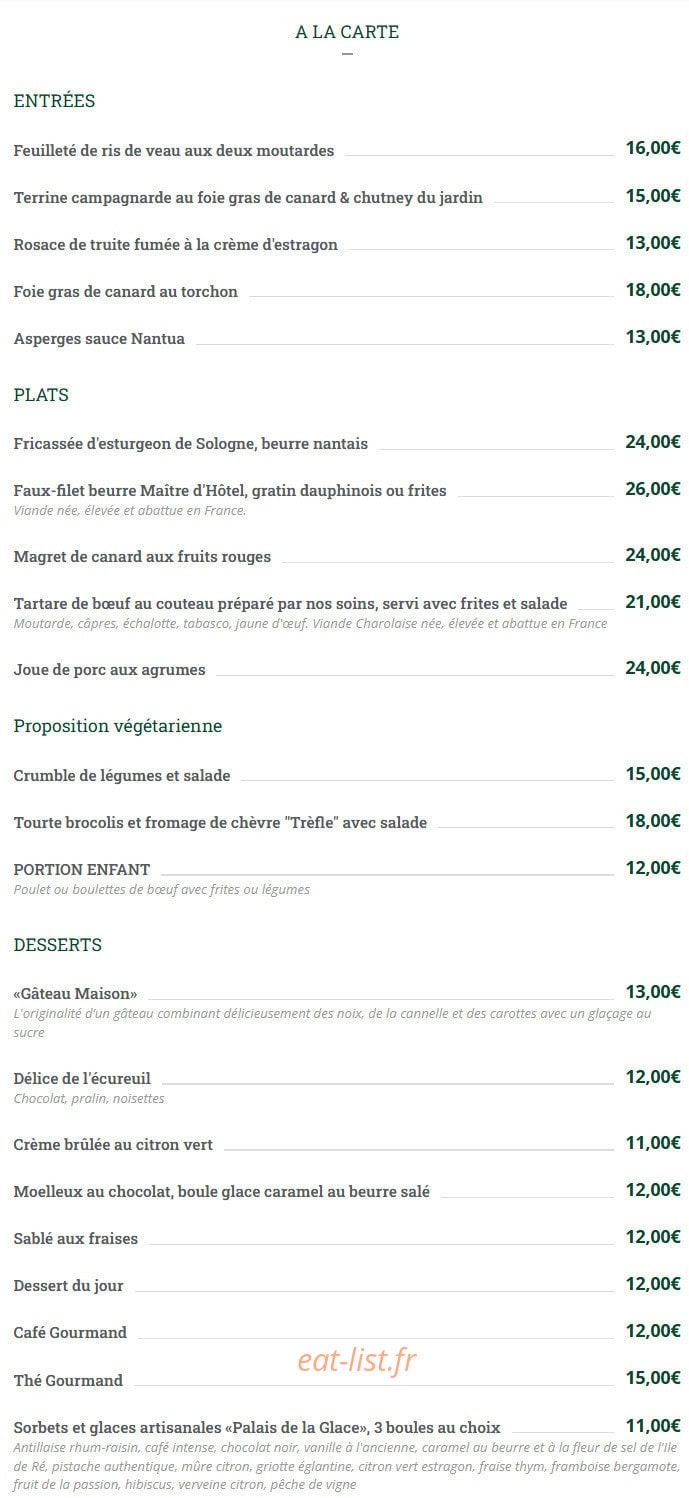 Le Plessis Restaurant — carte page 2
