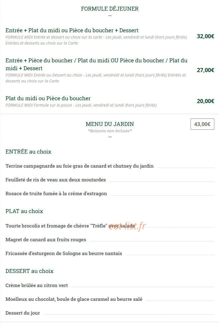 Le Plessis Restaurant — carte page 3
