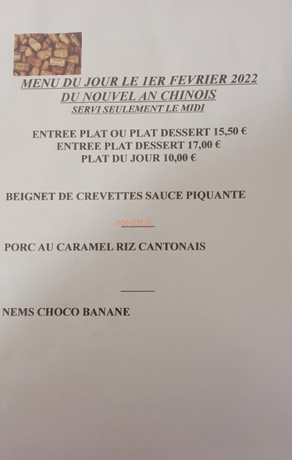 Le Bouchon — carte page 1