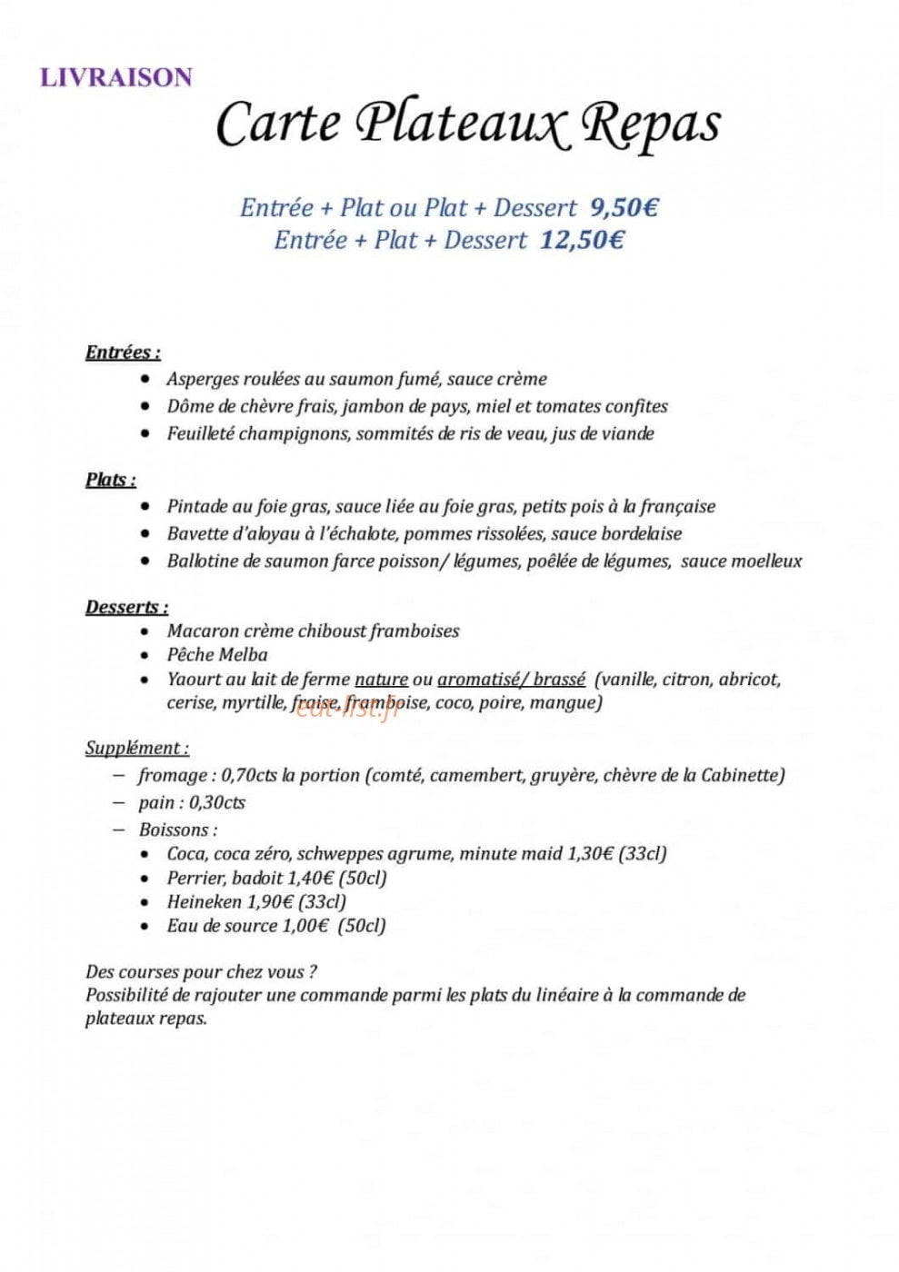Le Panier du Cuisinier — carte page 3