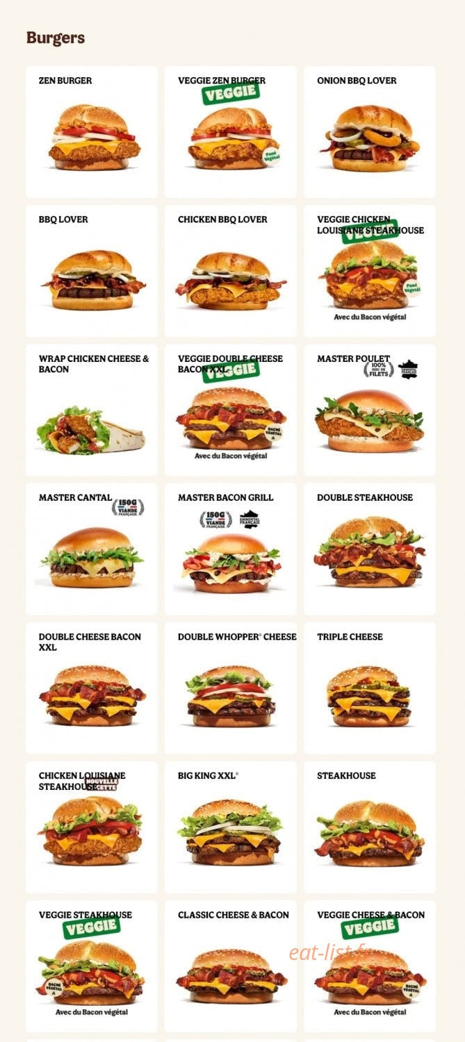Burger King — carte page 5