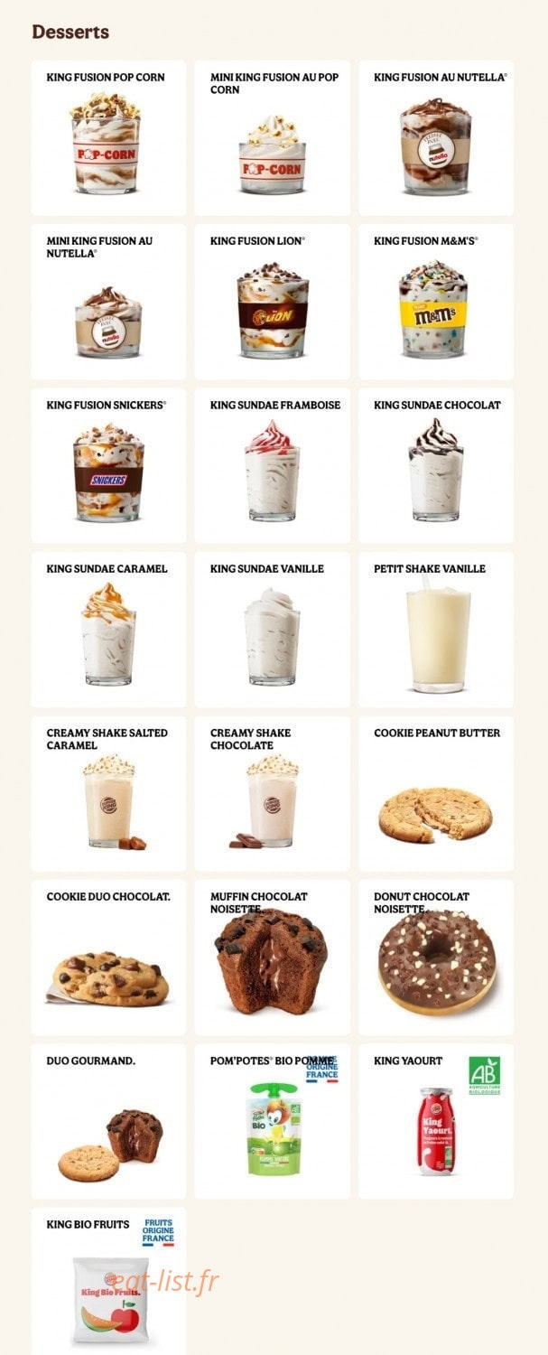 Burger King — carte page 15