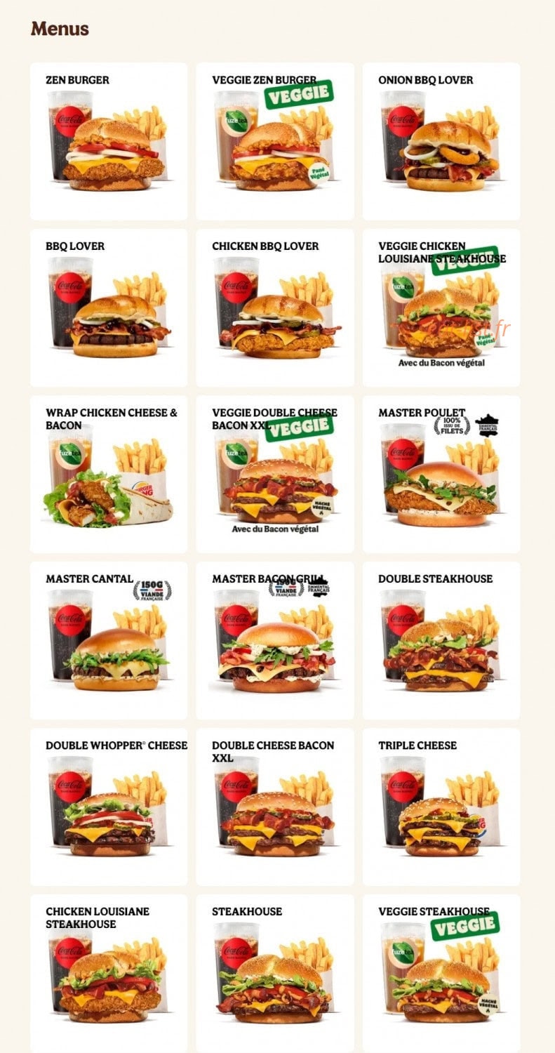 Burger King — carte page 3