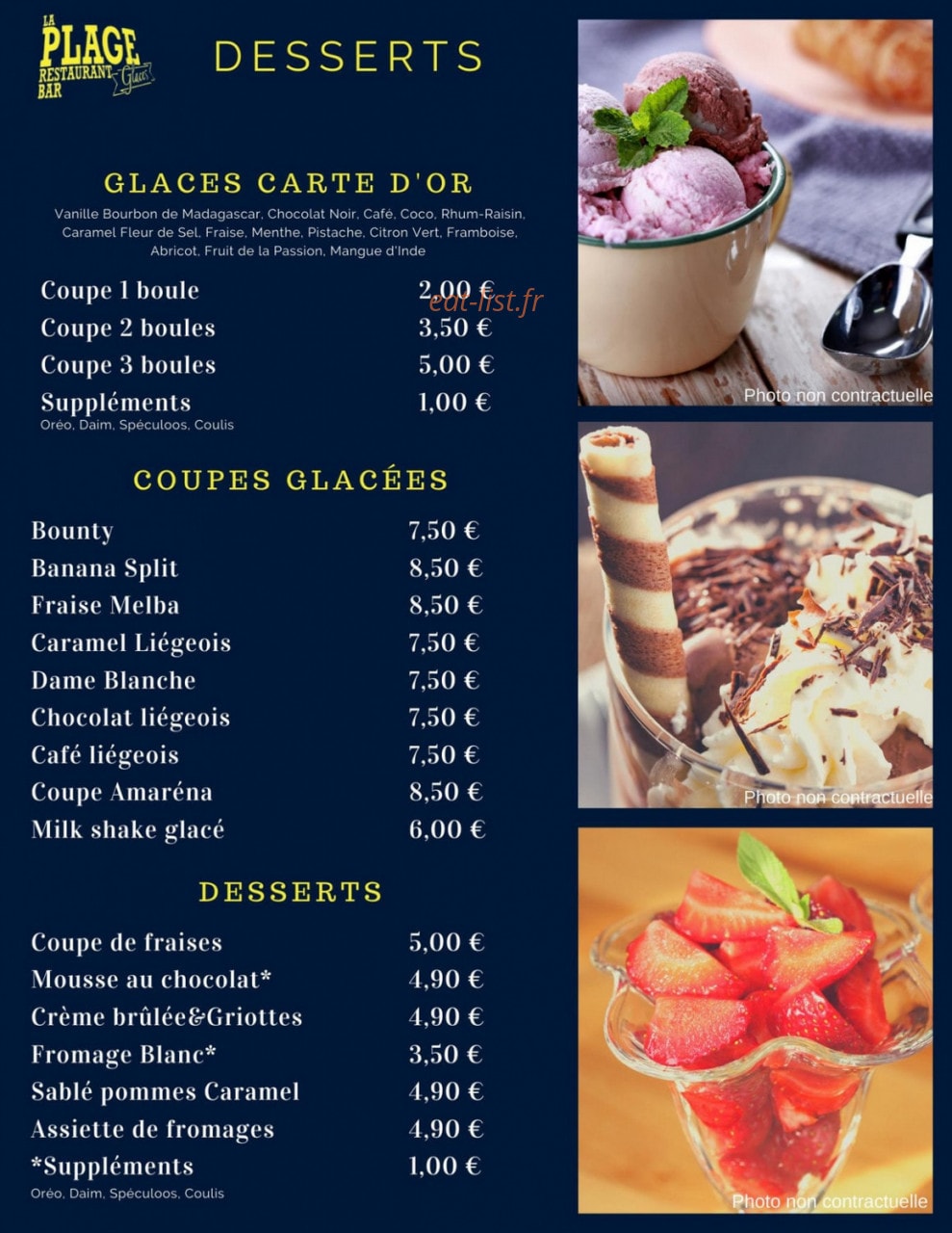 Restaurant de la Plage — carte page 3