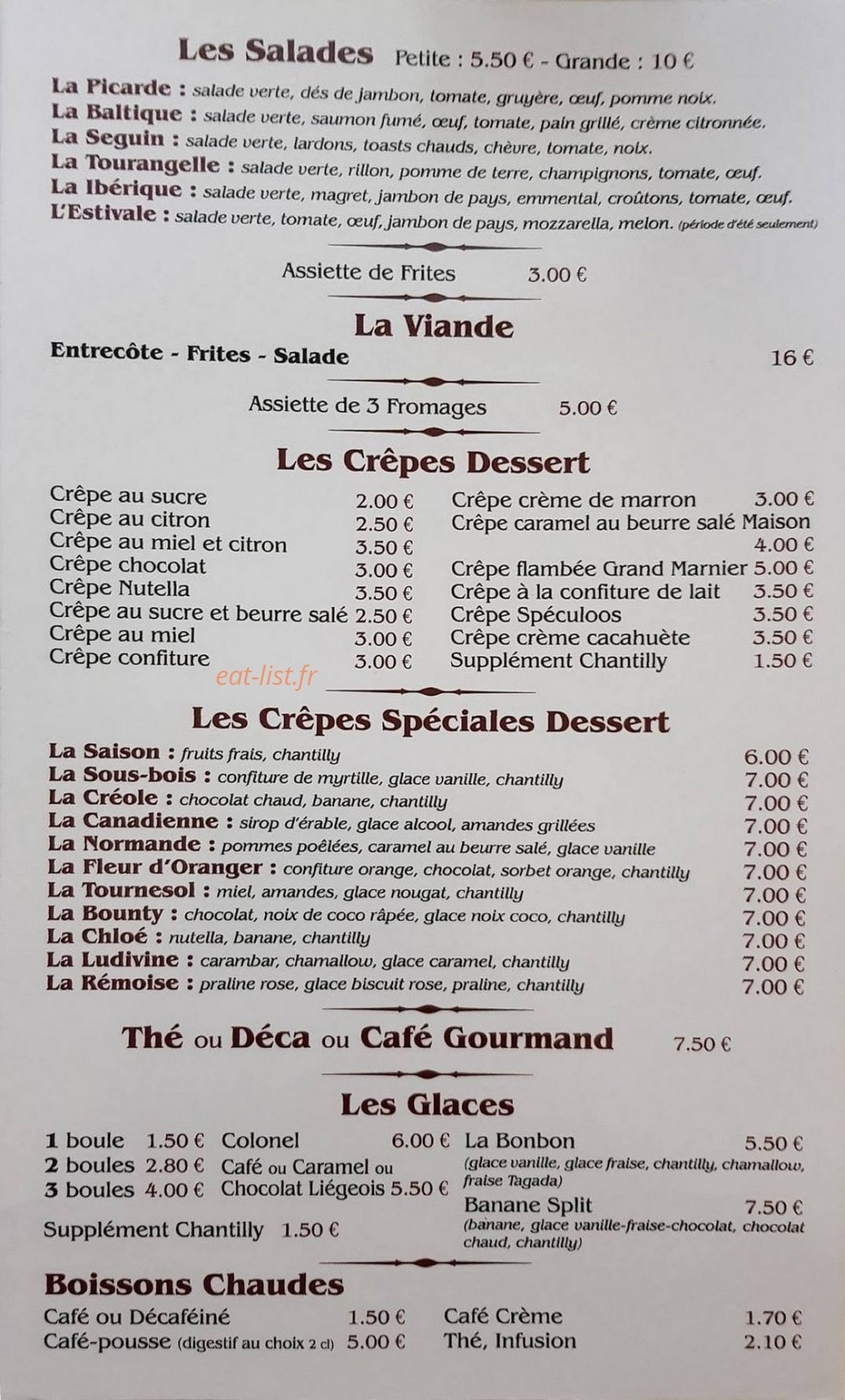 La crêperie du Donjon — carte page 2