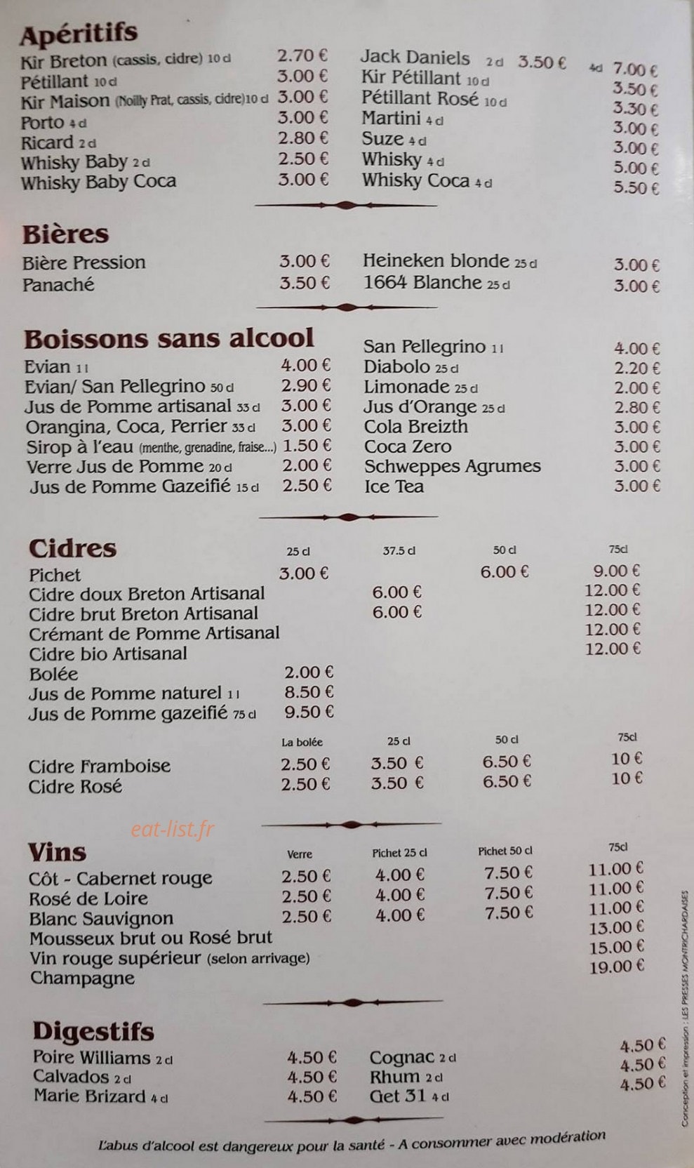La crêperie du Donjon — carte page 3
