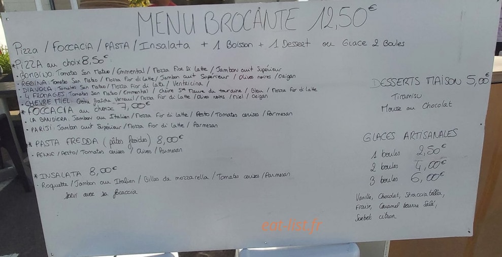 La Fabrique Trattoria — carte page 1