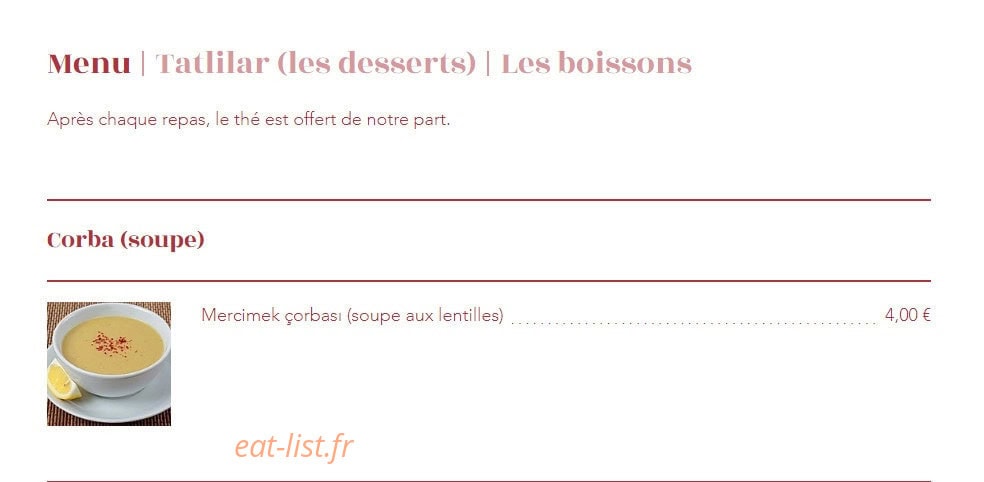 L'Assiette du Cheffe — carte page 1