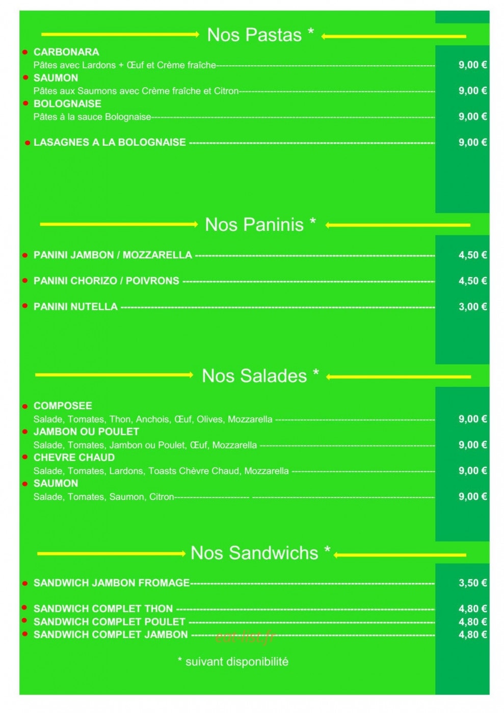 La Trattoria — carte page 3