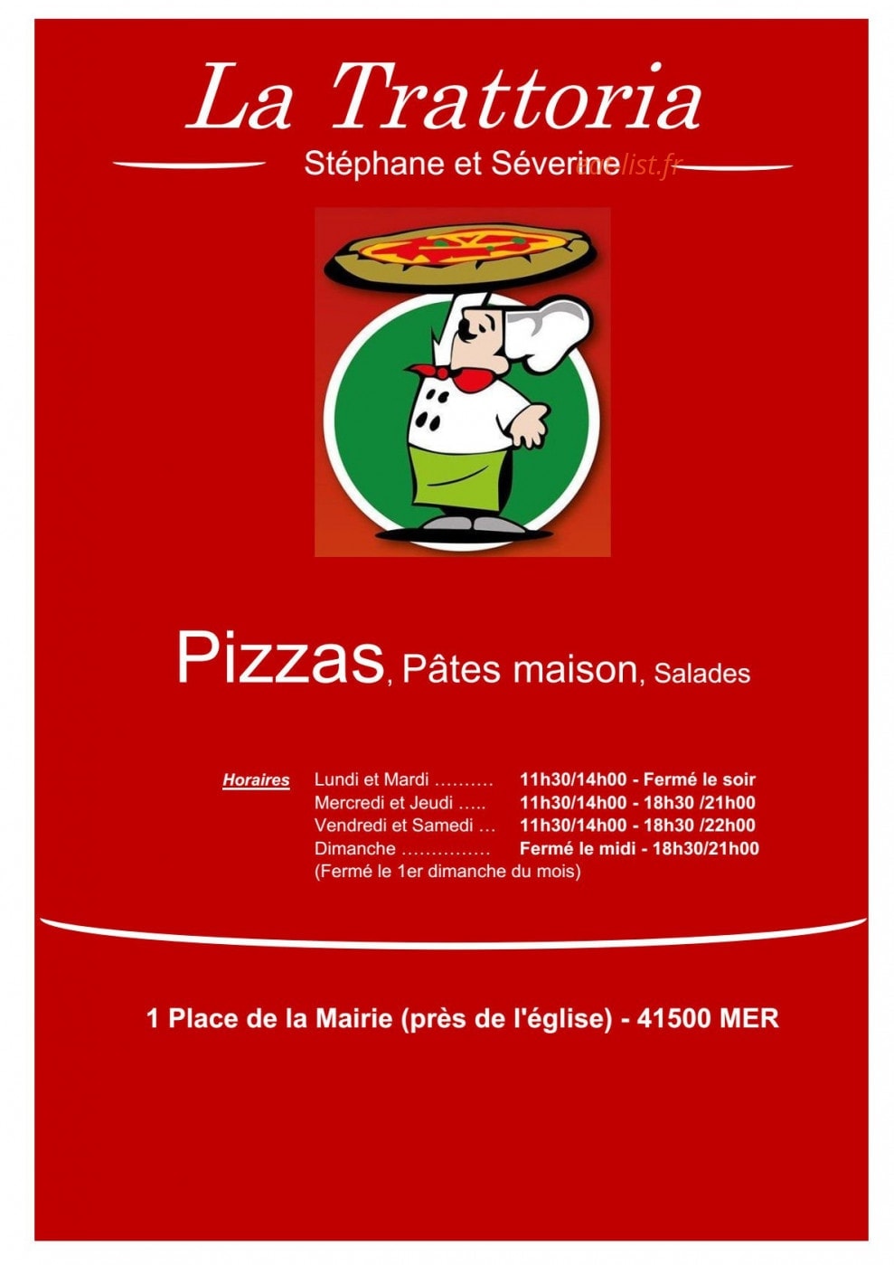La Trattoria — carte page 1