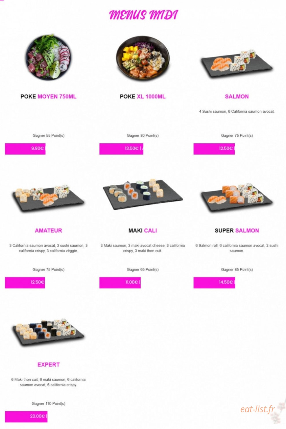Sushi Mii — carte page 1