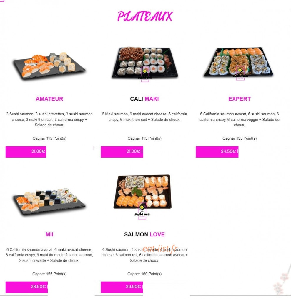 Sushi Mii — carte page 2