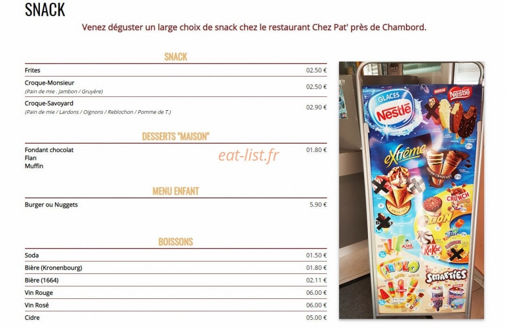 Chez Pat — carte page 3