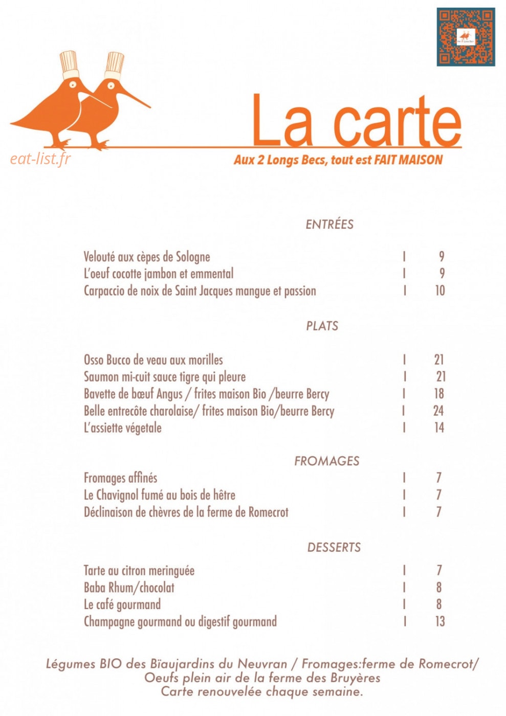 Aux 2 Longs Becs — carte page 1