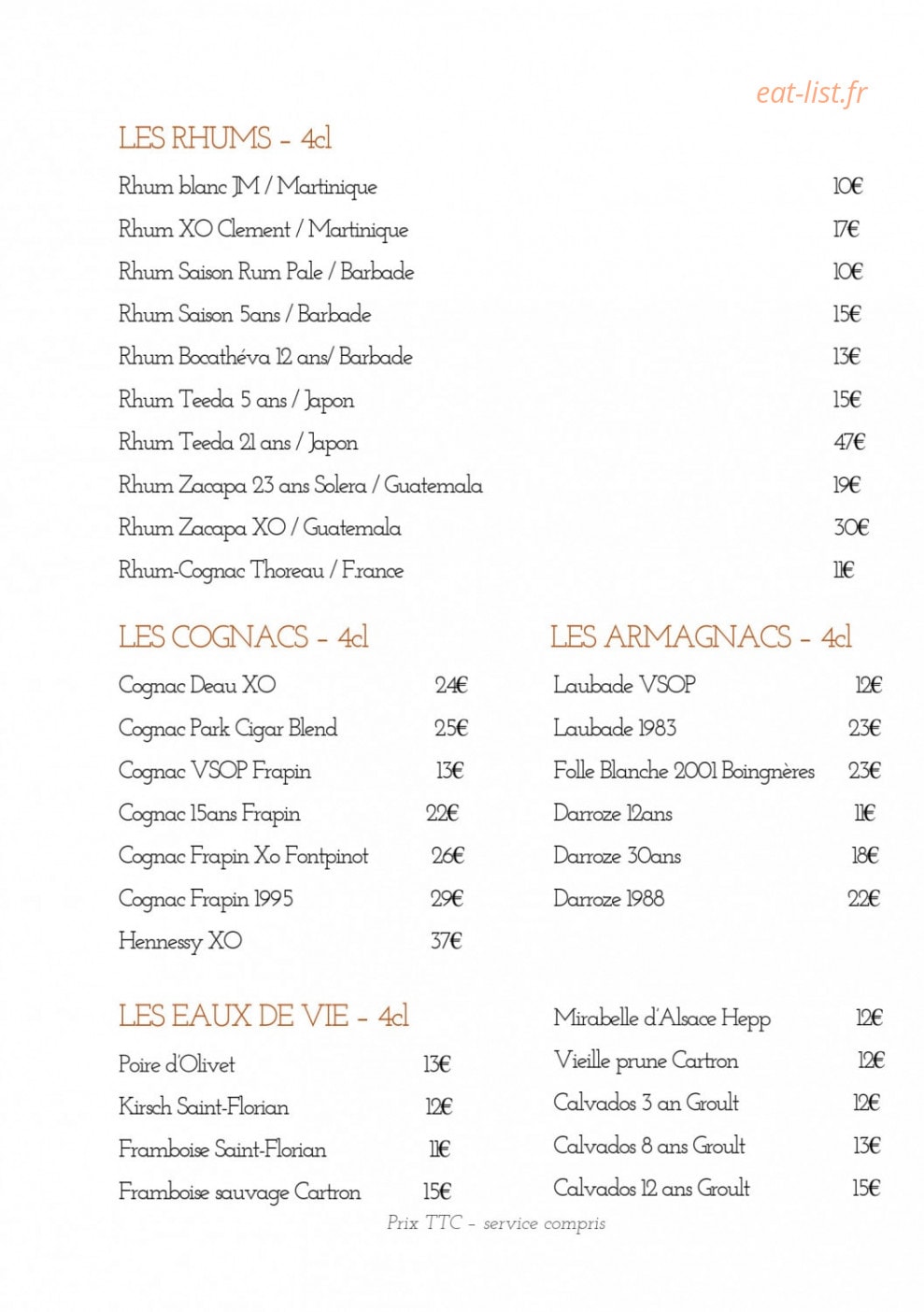 L'Auberge — carte page 6